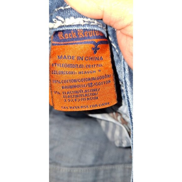 Rock Revival Jeans Womens 31 Heaven Easy Boot Embellished Flap Pocket Bling - Picture 3 of 4